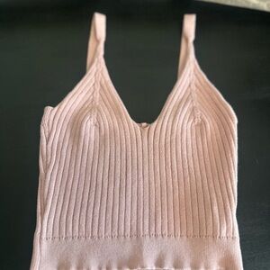 SHEIN Pink Ribbed Knit Tank Top